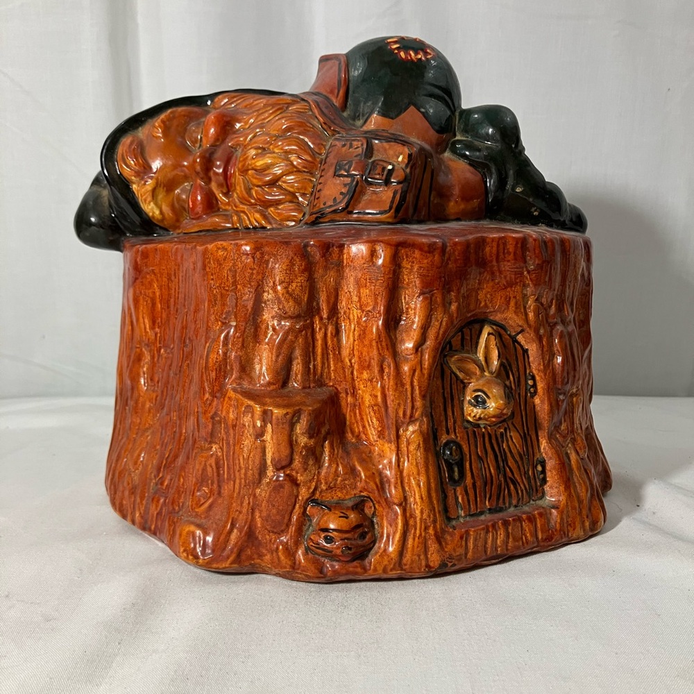 Vintage hand painted Woodland Gnome Ceramic Art piece, 10” x 10” x 10”